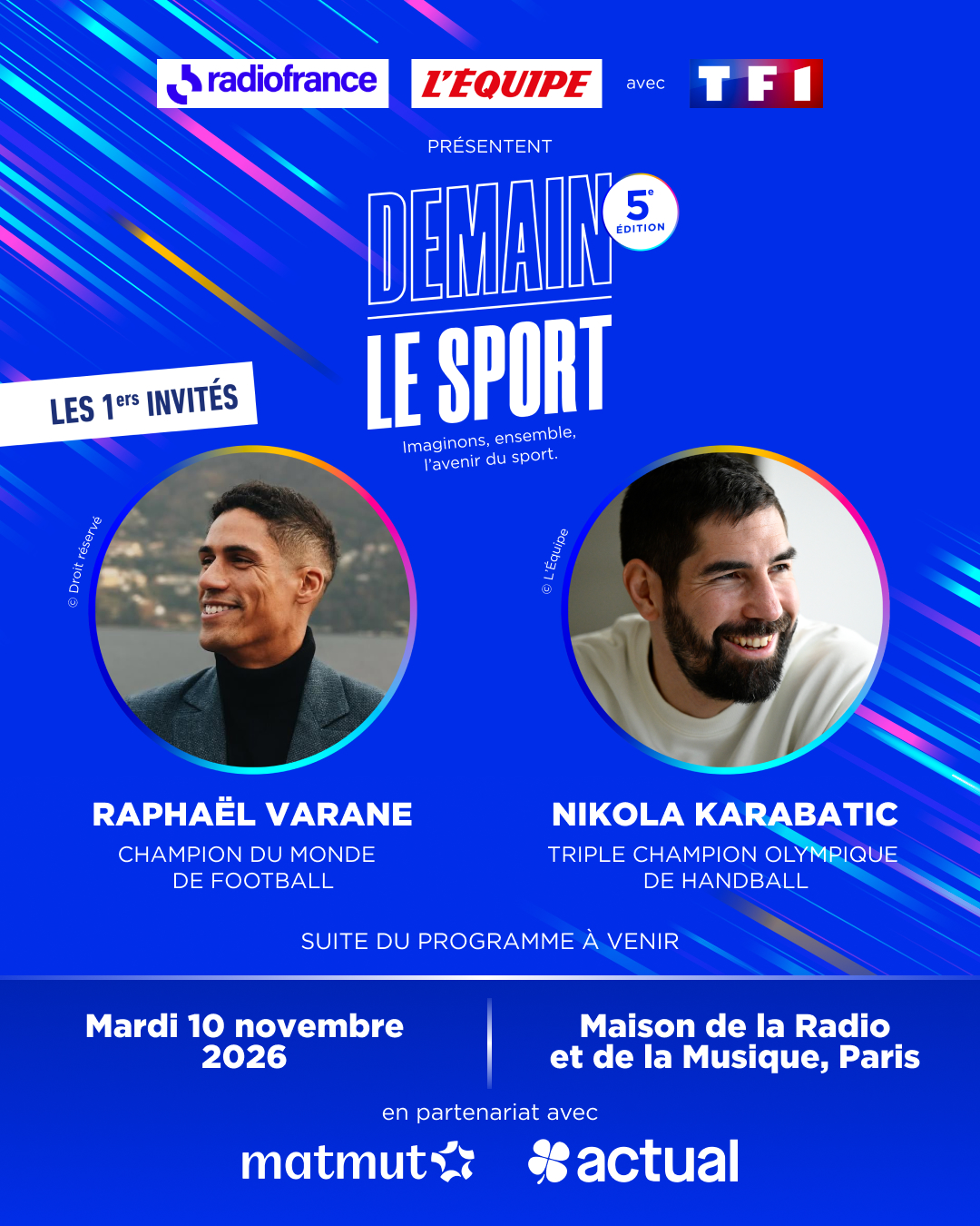 Affiche Demain le Sport — 5ᵉ édition · 10.11.2026 · Maison de la Radio et de la Musique · Paris 16ᵉ — sur le thème de « La transmission »